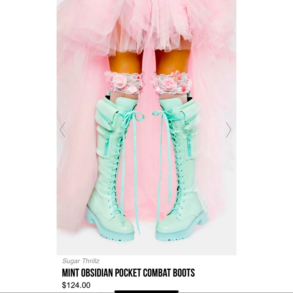 Mint Obsidian Pocket Combat Boots